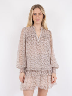 Rhia Graphic Fire Blouse - Powder