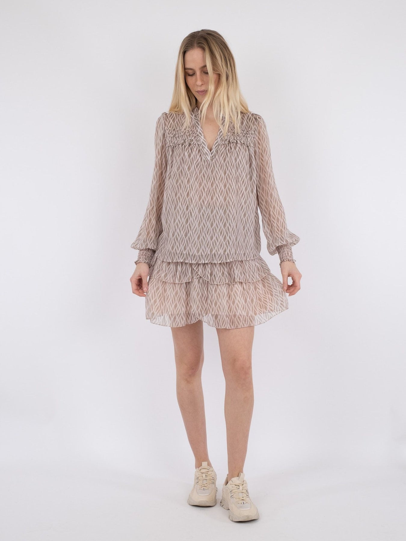 Rhia Graphic Fire Blouse - Powder