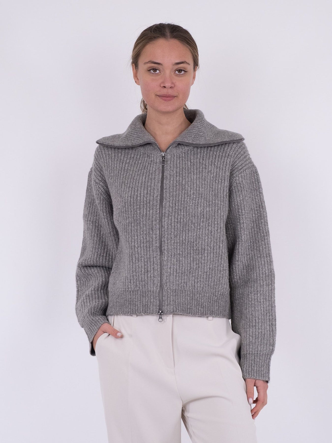 Masja Heavy Knit Cardigan - Grey Melange