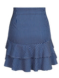 Kacie Stripe Skirt - Blue