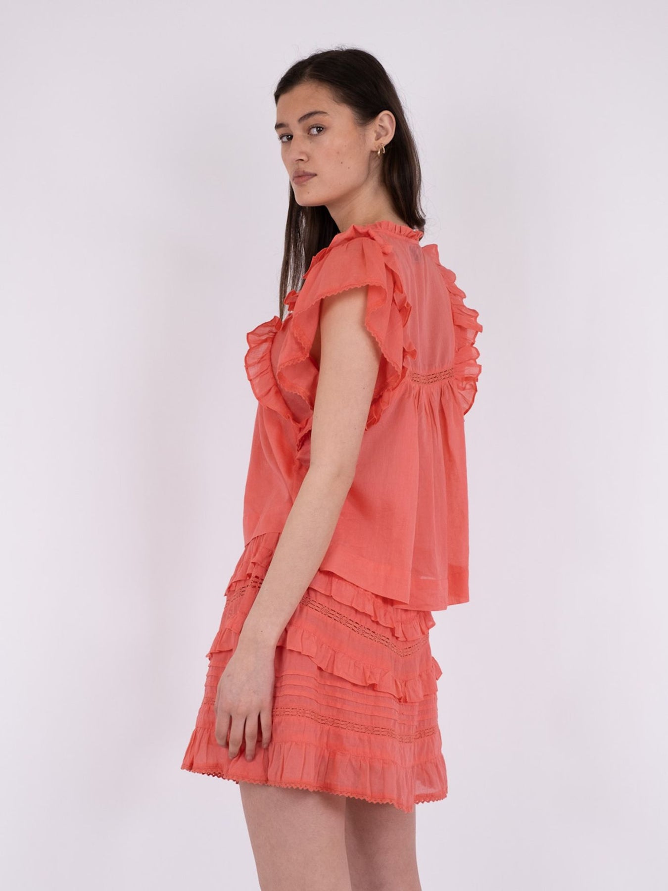 Jayla S Voile Top - Coral