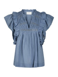 Jayla S Voile Topp - Smoke Blue