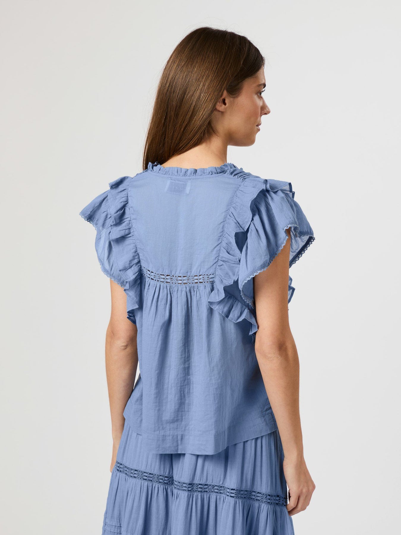 Jayla S Voile Topp - Smoke Blue