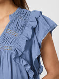 Jayla S Voile Topp - Smoke Blue