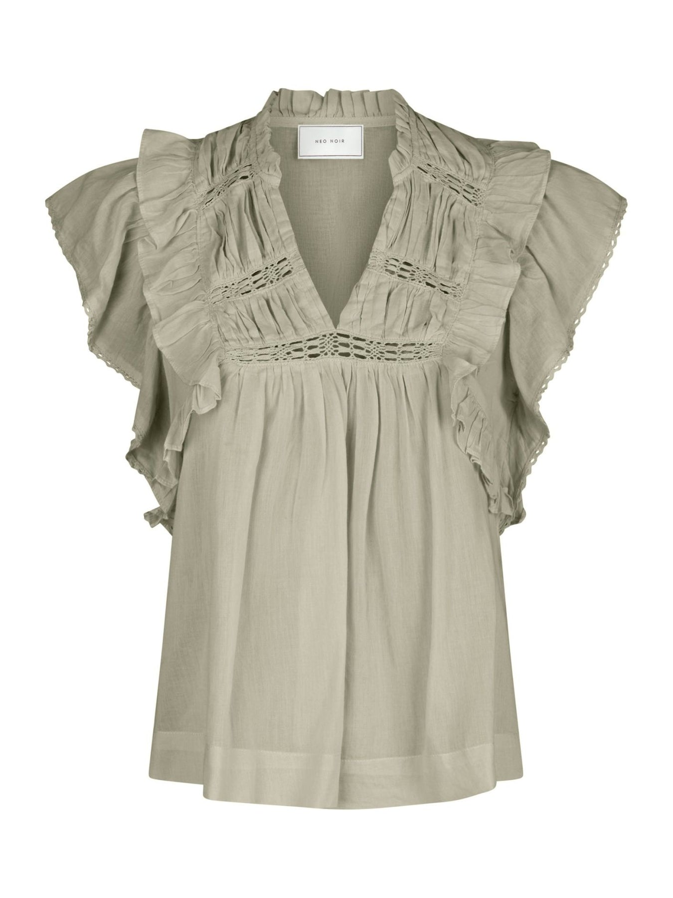 Neo Noir Jayla S Voile Topp - Smoke Green