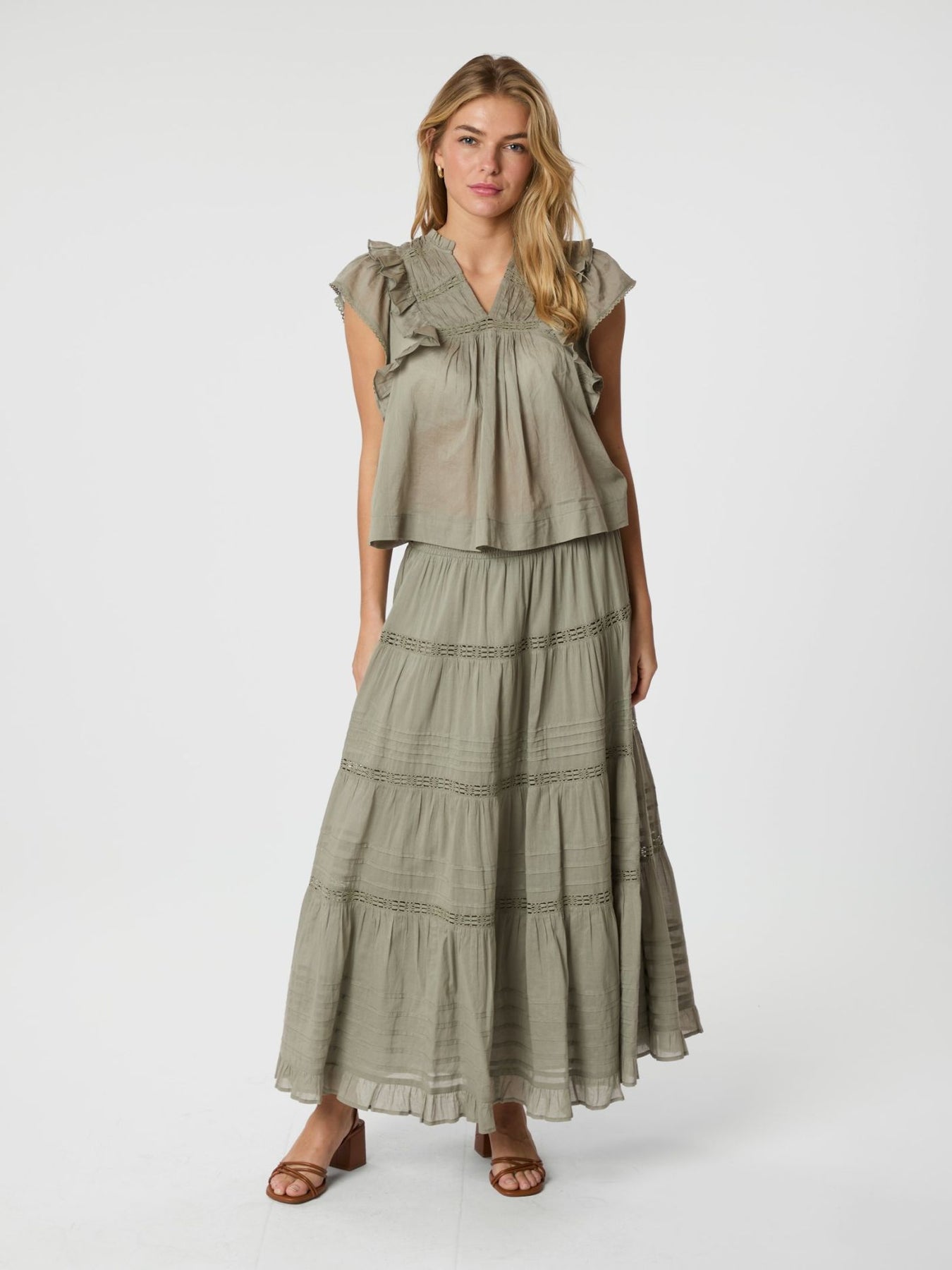 Felicia S Voile Skirt - Smoke Green
