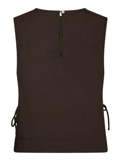 Svetlana Linen Top - Dark Brown