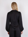 Mille Heavy Sateen Blouse - Black