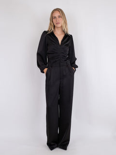 Mille Heavy Sateen Blouse - Black