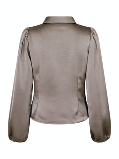 Mille Heavy Sateen Blouse - Warm Grey