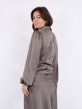 Mille Heavy Sateen Blouse - Warm Grey