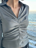 Mille Heavy Sateen Blouse - Warm Grey
