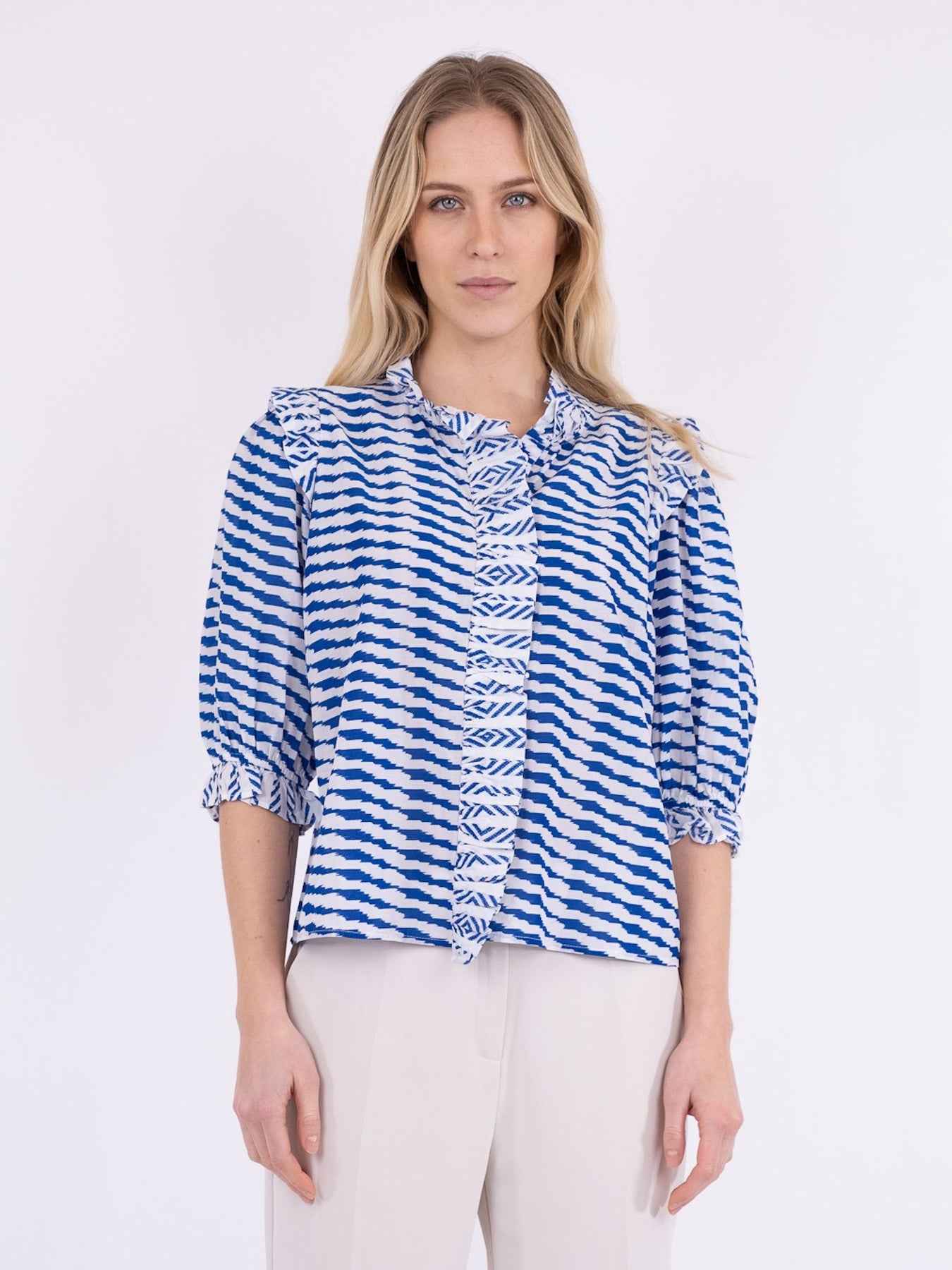 Chacha Graphic Blouse - Blue