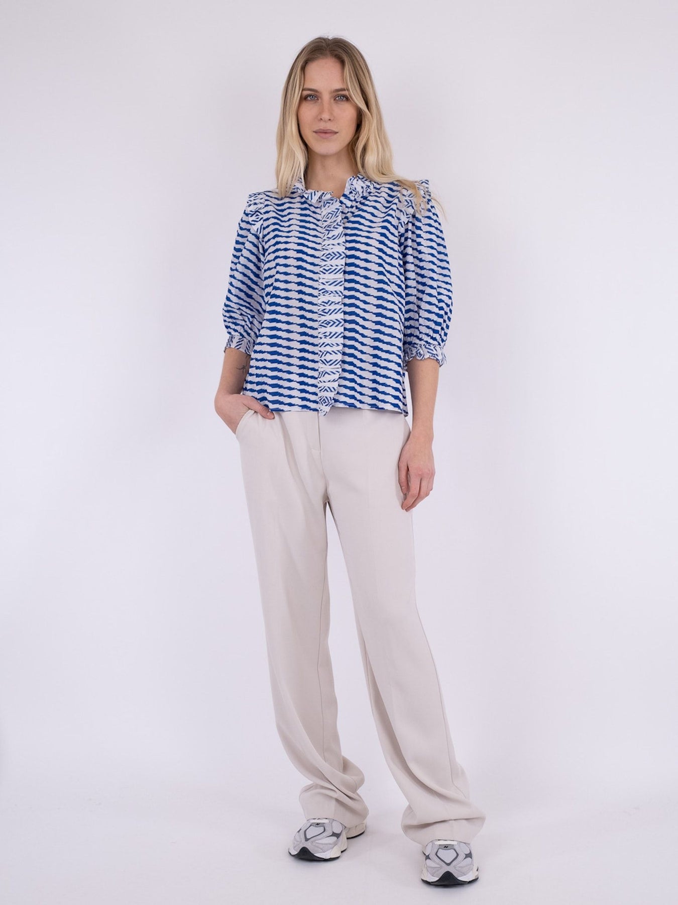 Chacha Graphic Blouse - Blue