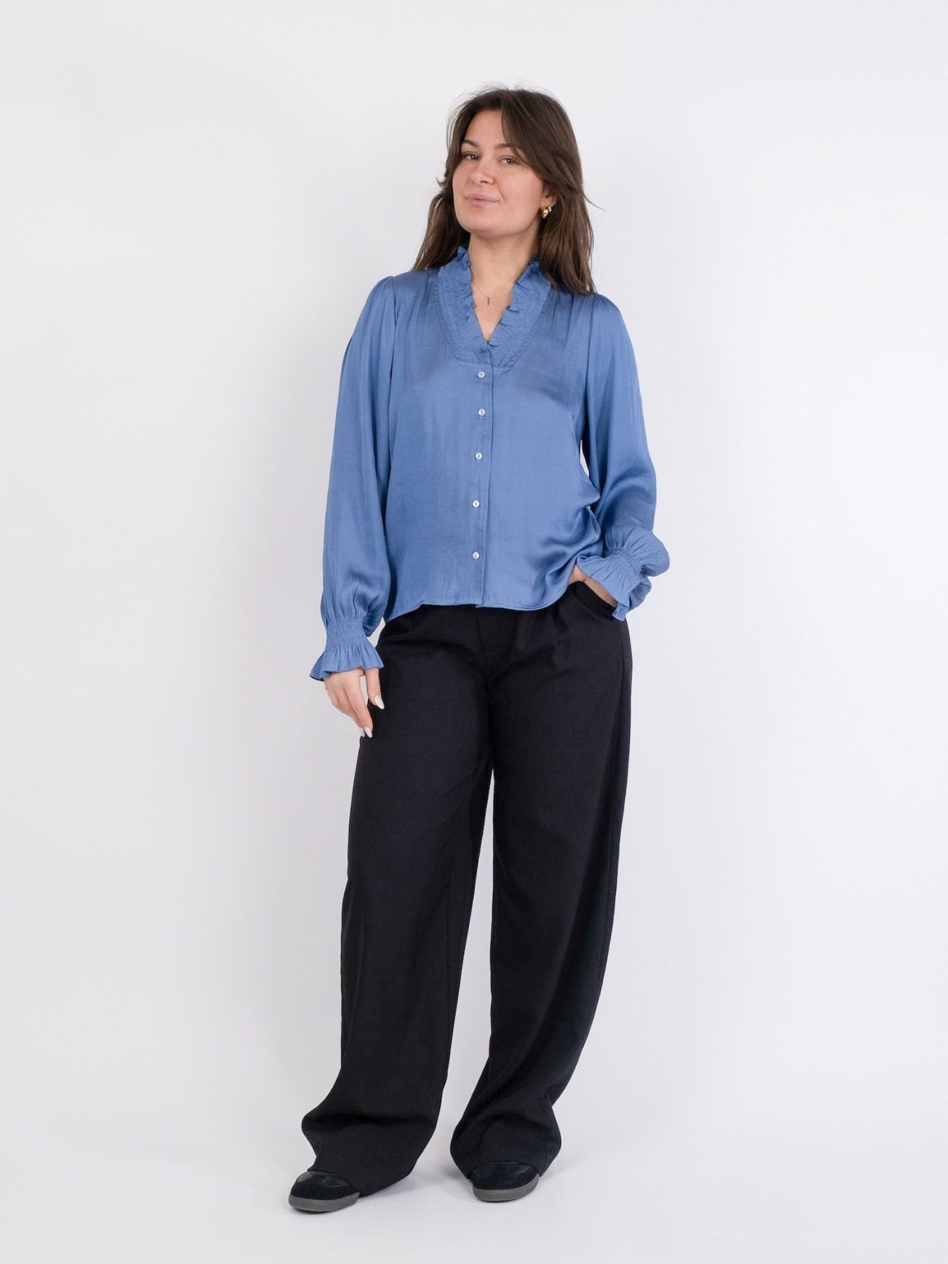 Brielle Satin Blouse - Blue