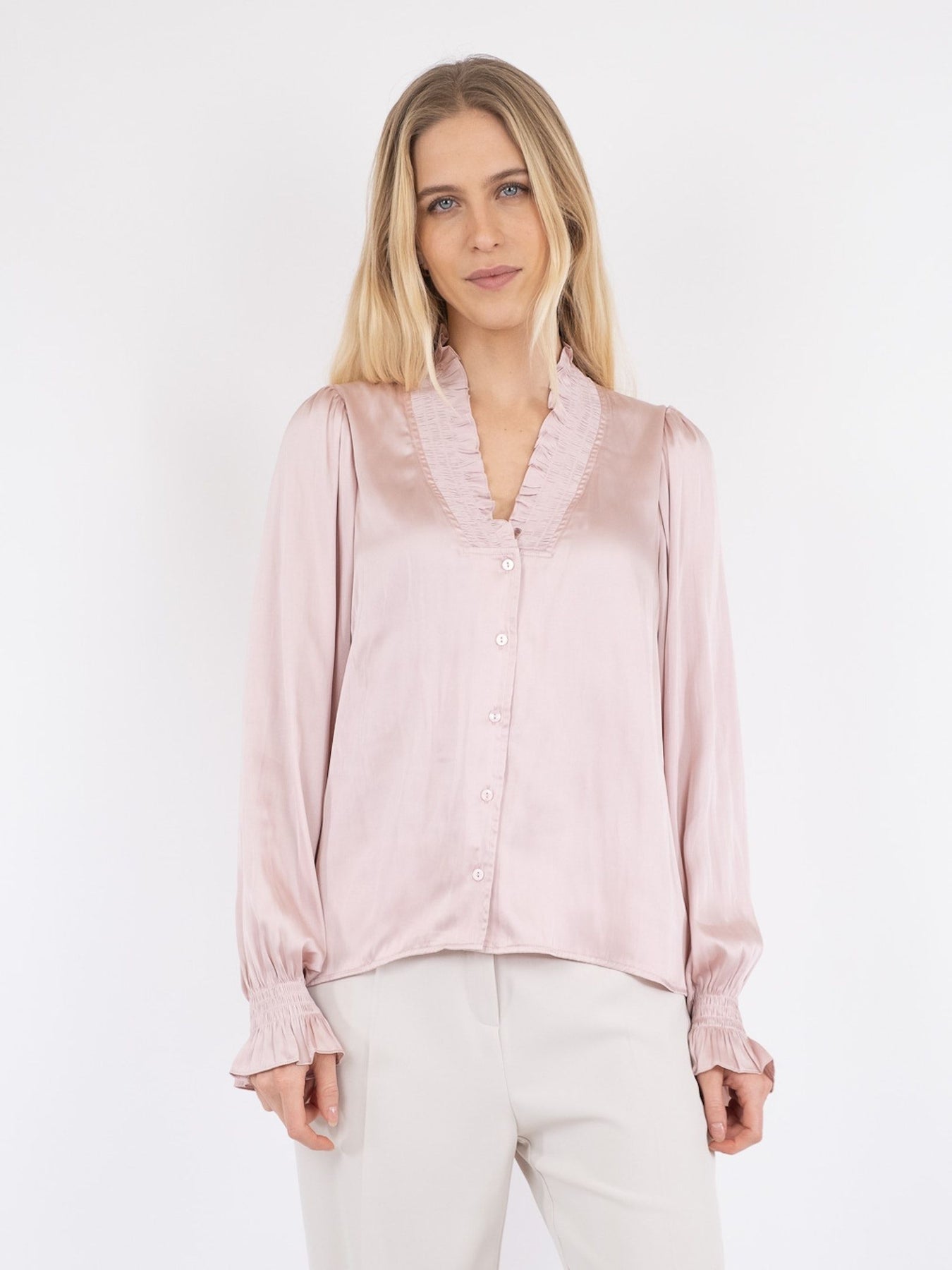 Brielle Satin Blouse - Powder