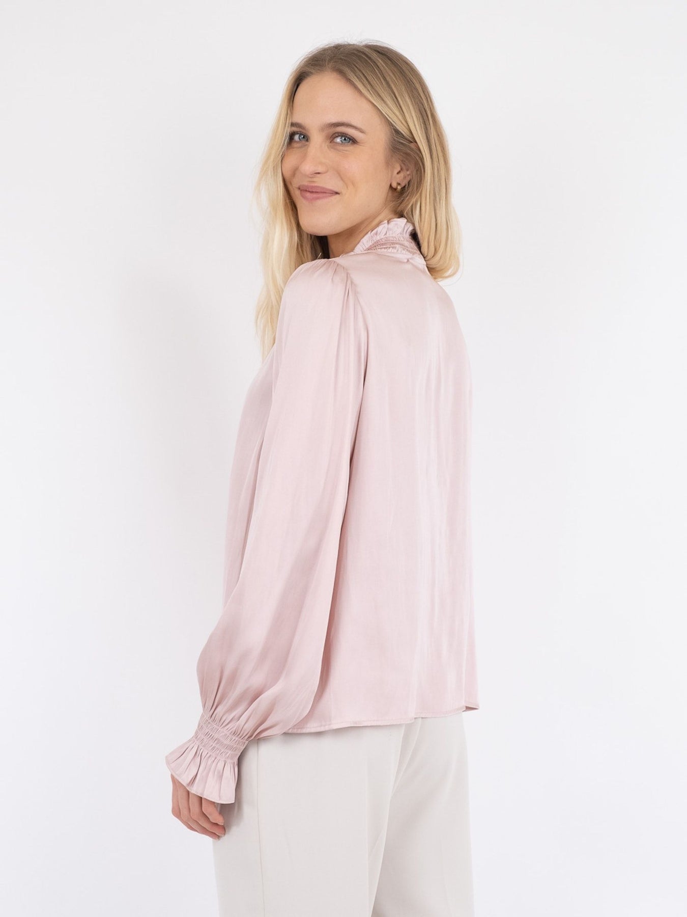 Brielle Satin Blouse - Powder