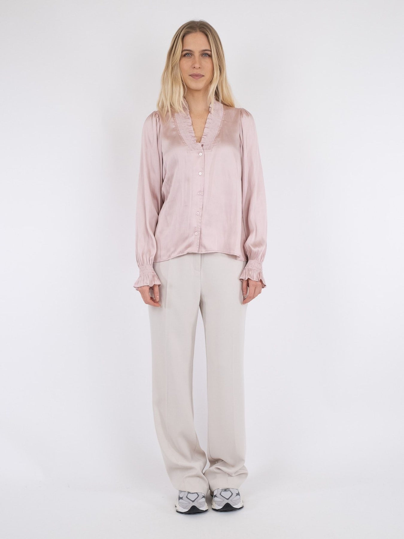 Brielle Satin Blouse - Powder