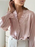 Brielle Satin Blouse - Powder