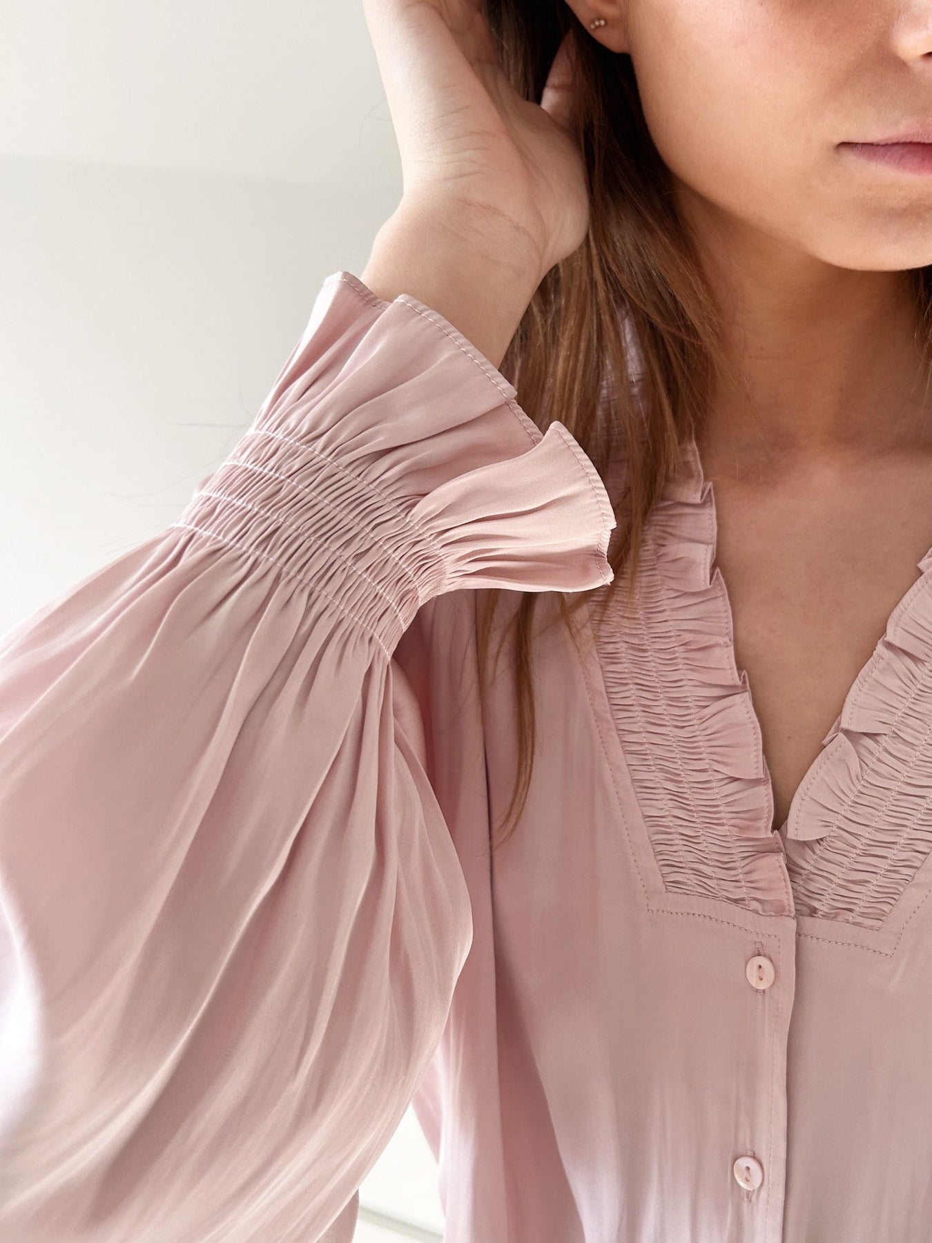 Brielle Satin Blouse - Powder