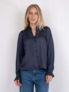 Brielle Satin Blouse - Midnight Blue