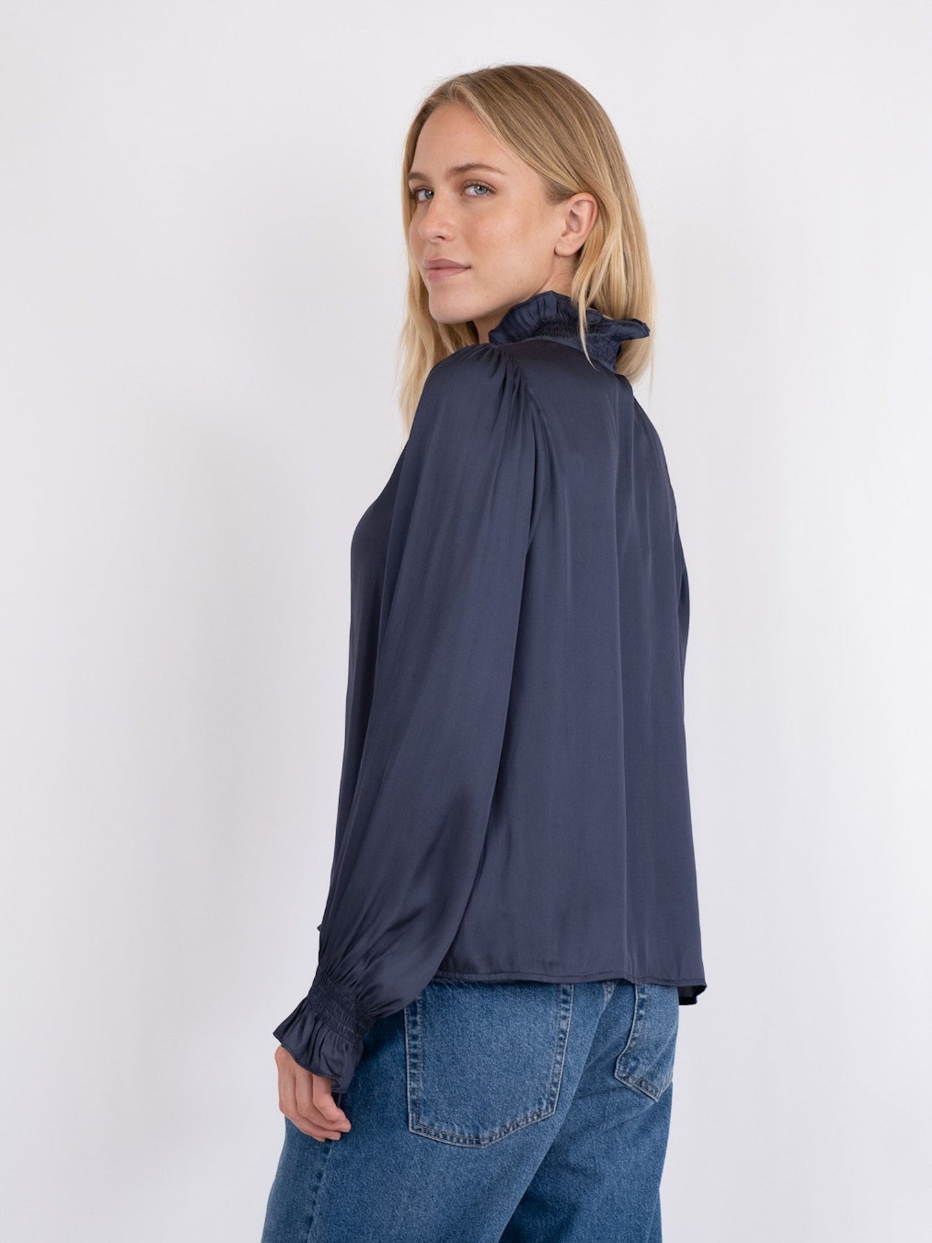 Brielle Satin Blouse - Midnight Blue