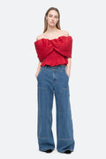 Loren Solid Off Shoulder Top - Ruby