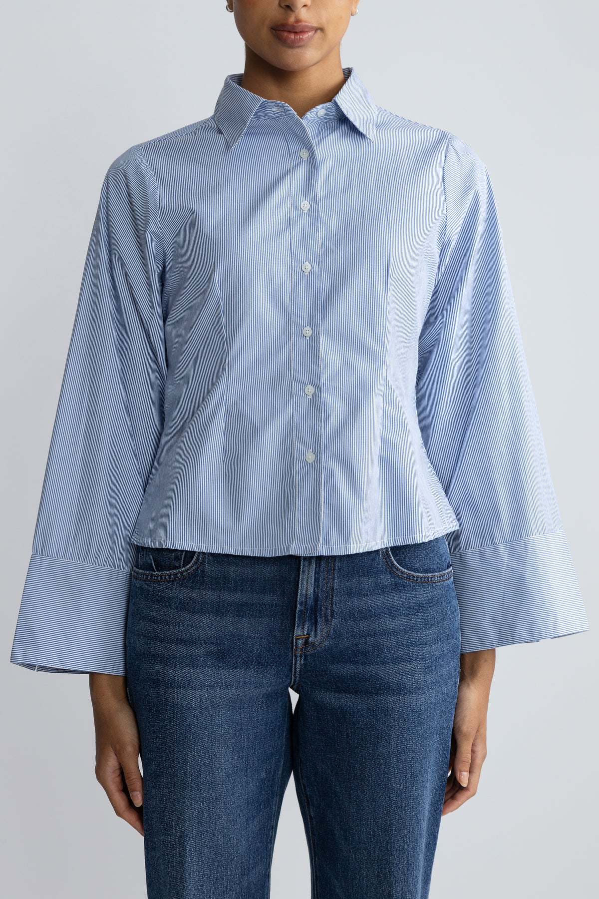 Rosa Mini Stripe Skjorta - Blå