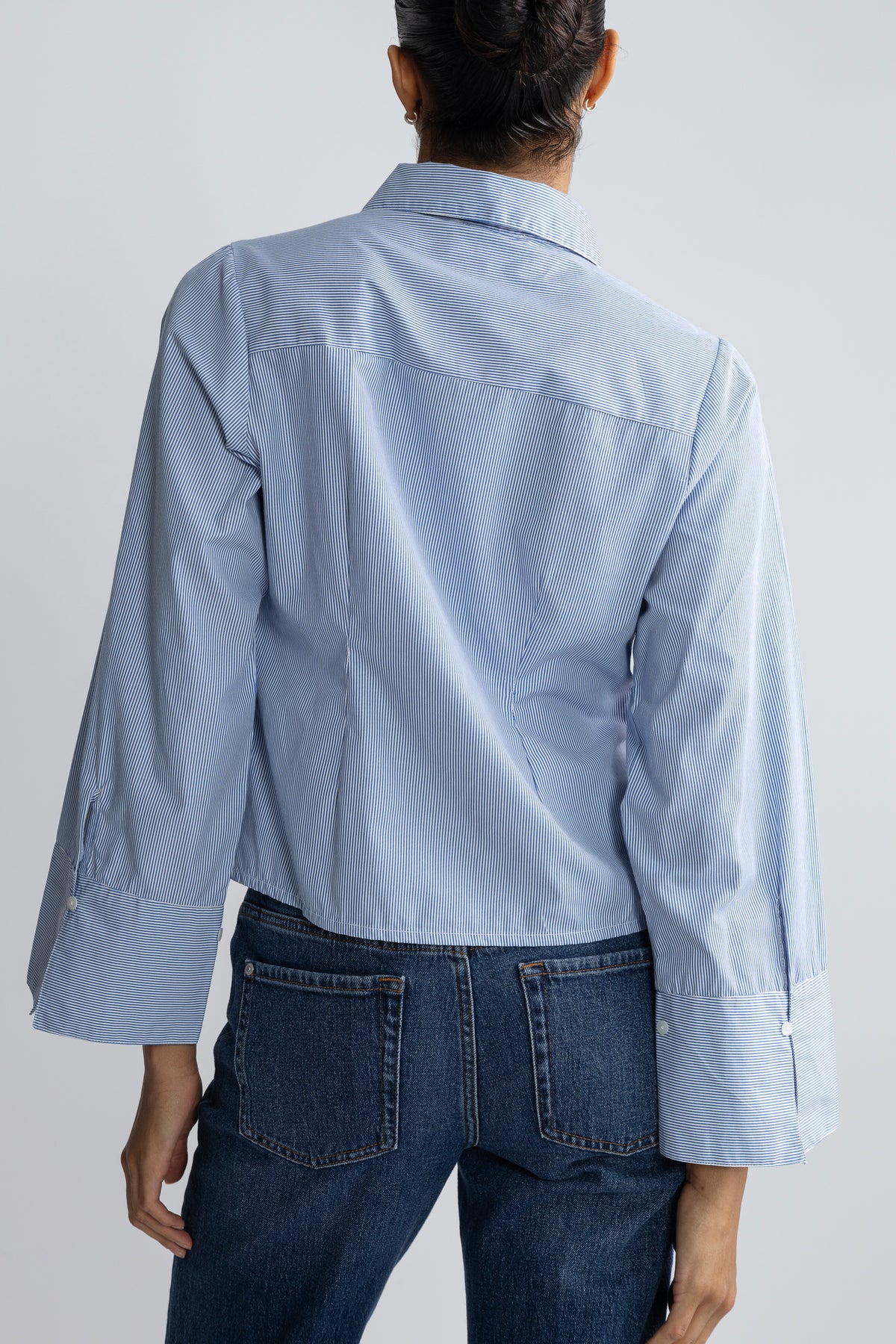Rosa Mini Stripe Skjorta - Blå