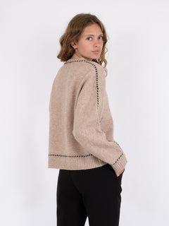 Detri Knit Blouse - Beige Melange