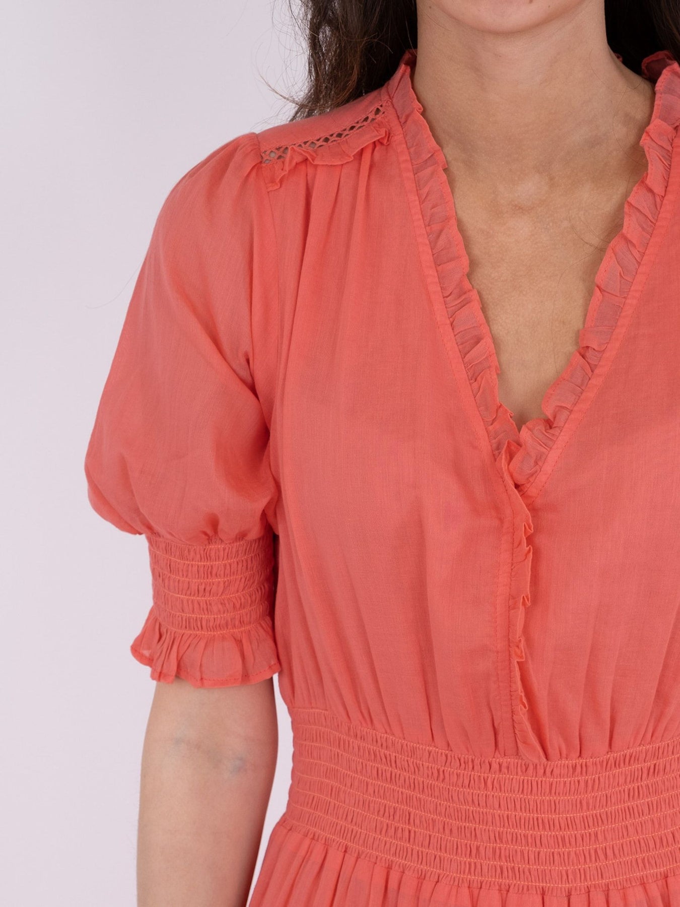 Sophie S Voile Dress - Coral