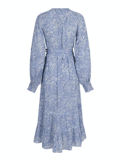 June S Stencil Flower Dress - Dusty Blue