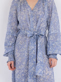 June S Stencil Flower Dress - Dusty Blue