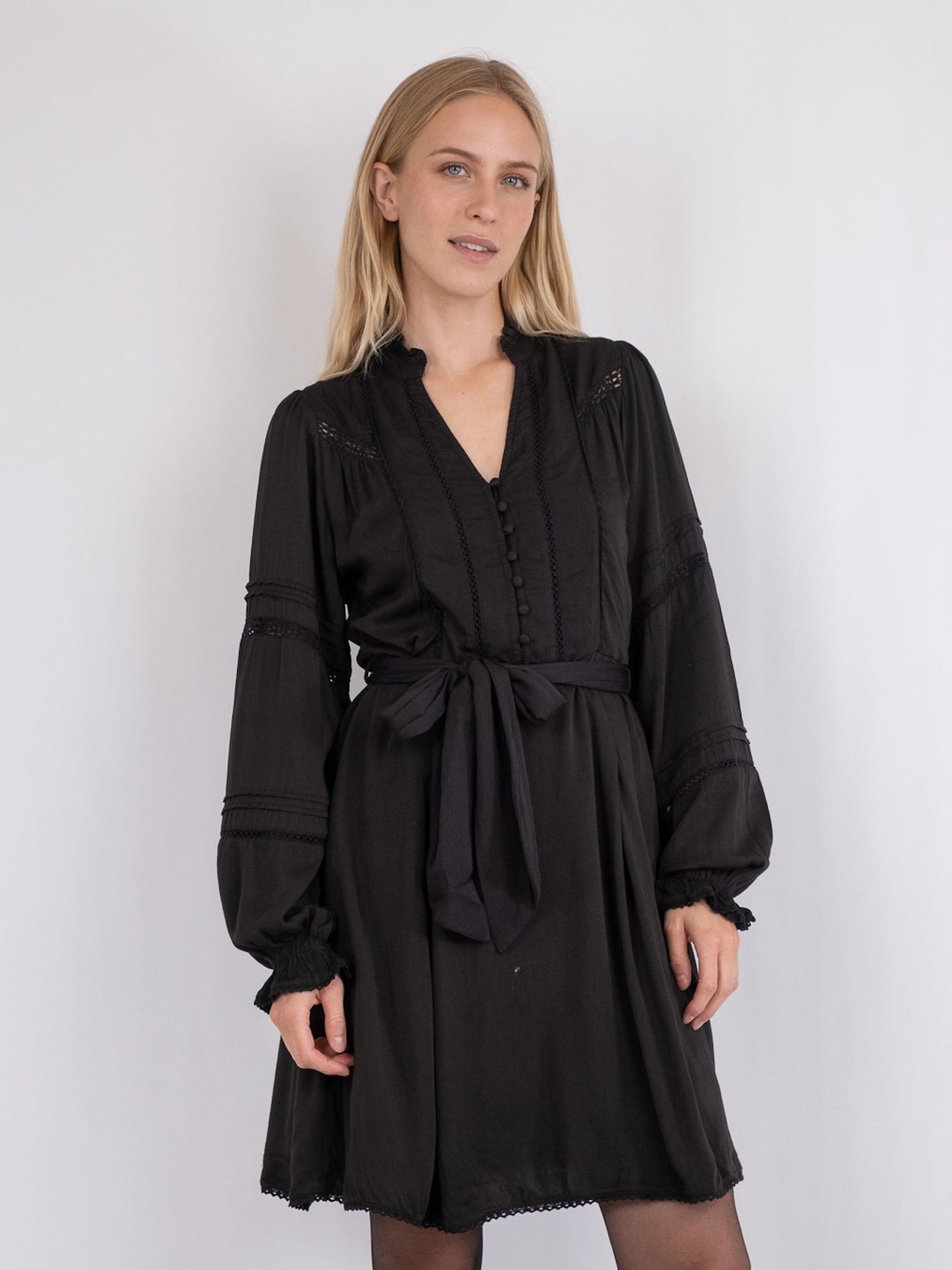 Ditte Satin Dress - Black