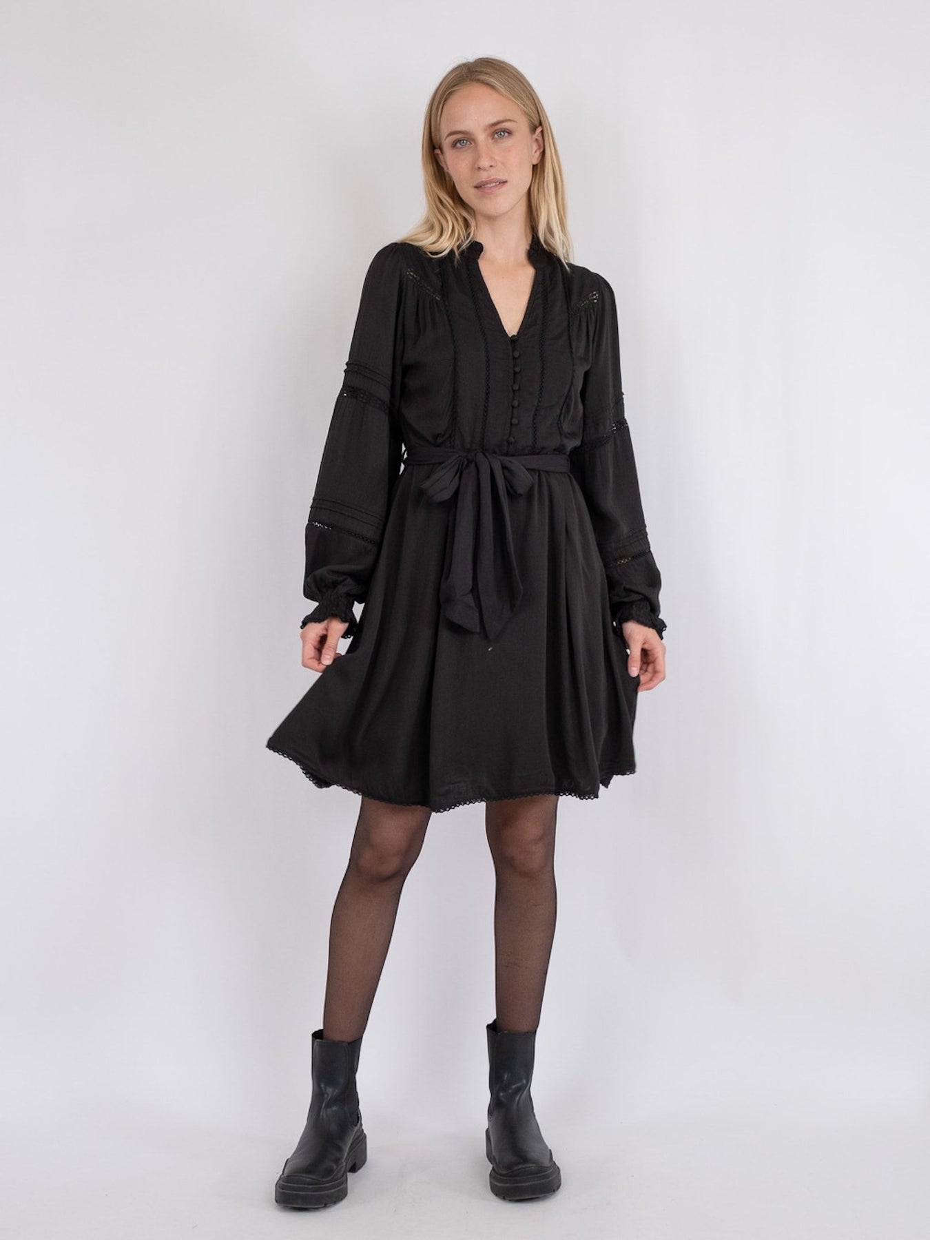 Ditte Satin Dress - Black