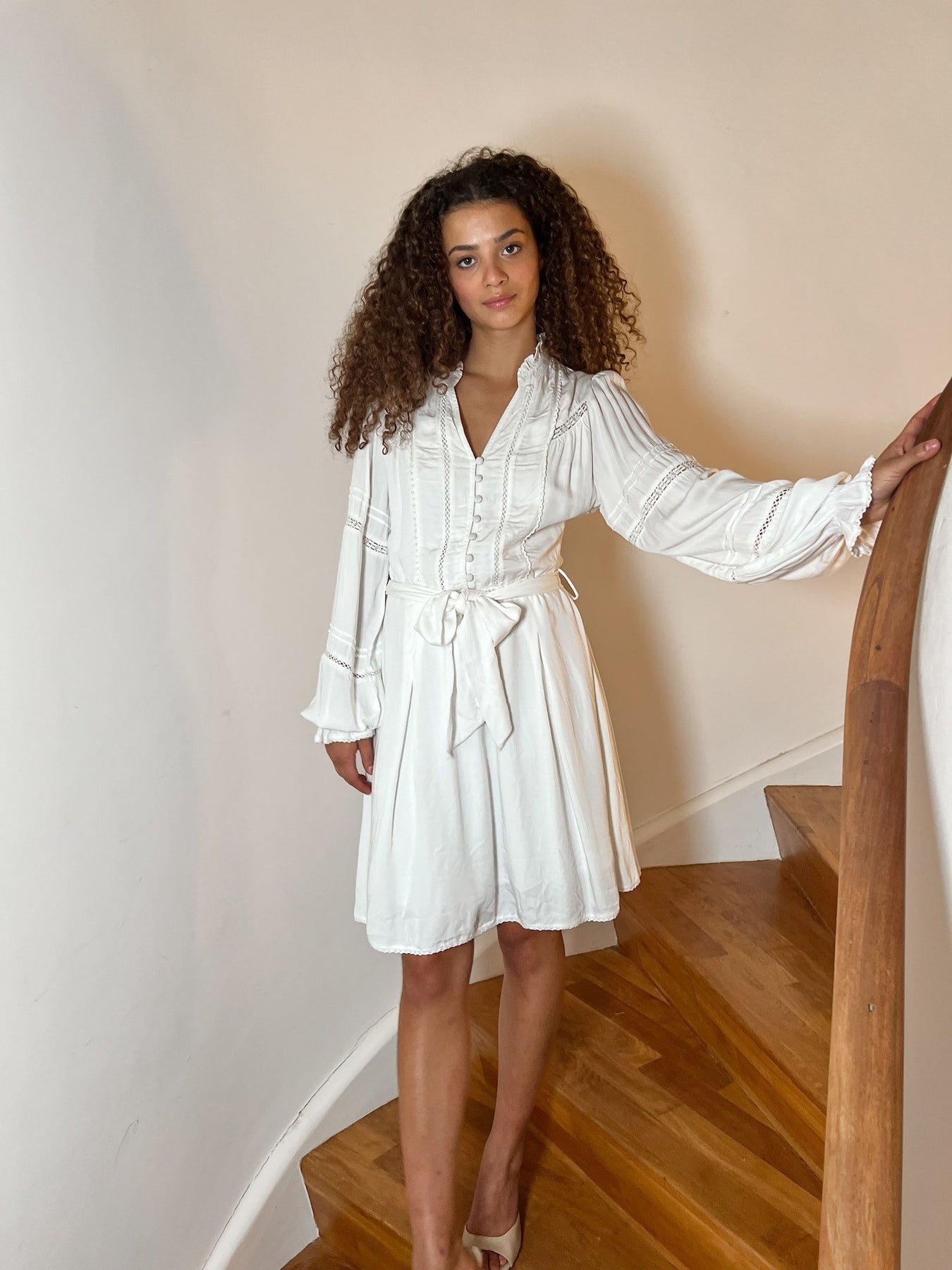 Ditte Satin Dress - White