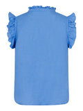 Siona Linen Top - Dusty Blue