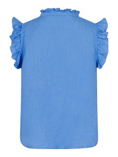 Siona Linen Top - Dusty Blue
