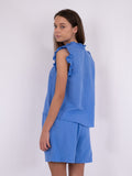 Siona Linen Top - Dusty Blue