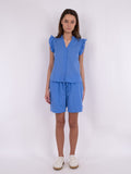 Siona Linen Top - Dusty Blue