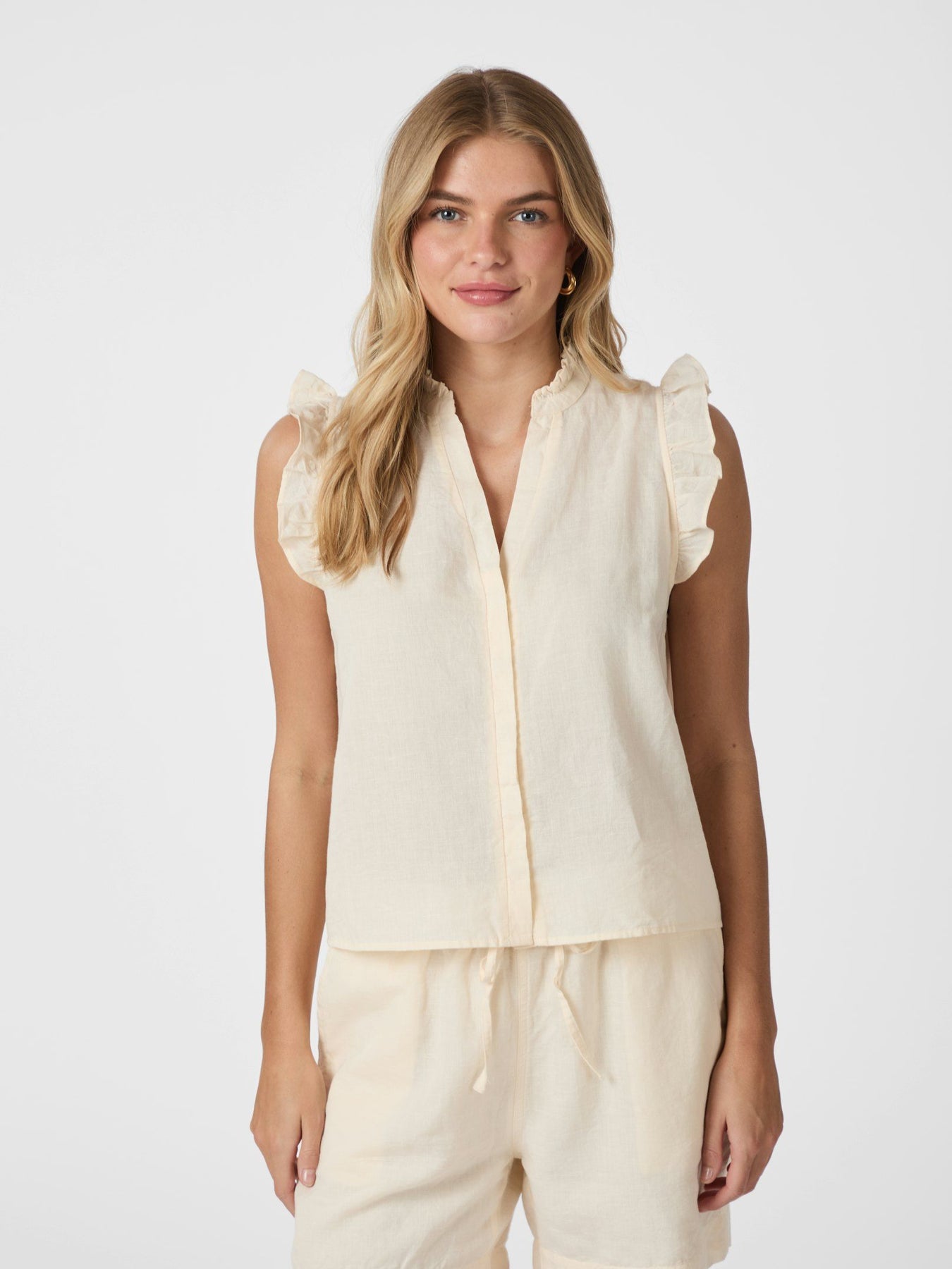 Siona Linen Top - Ljusgul