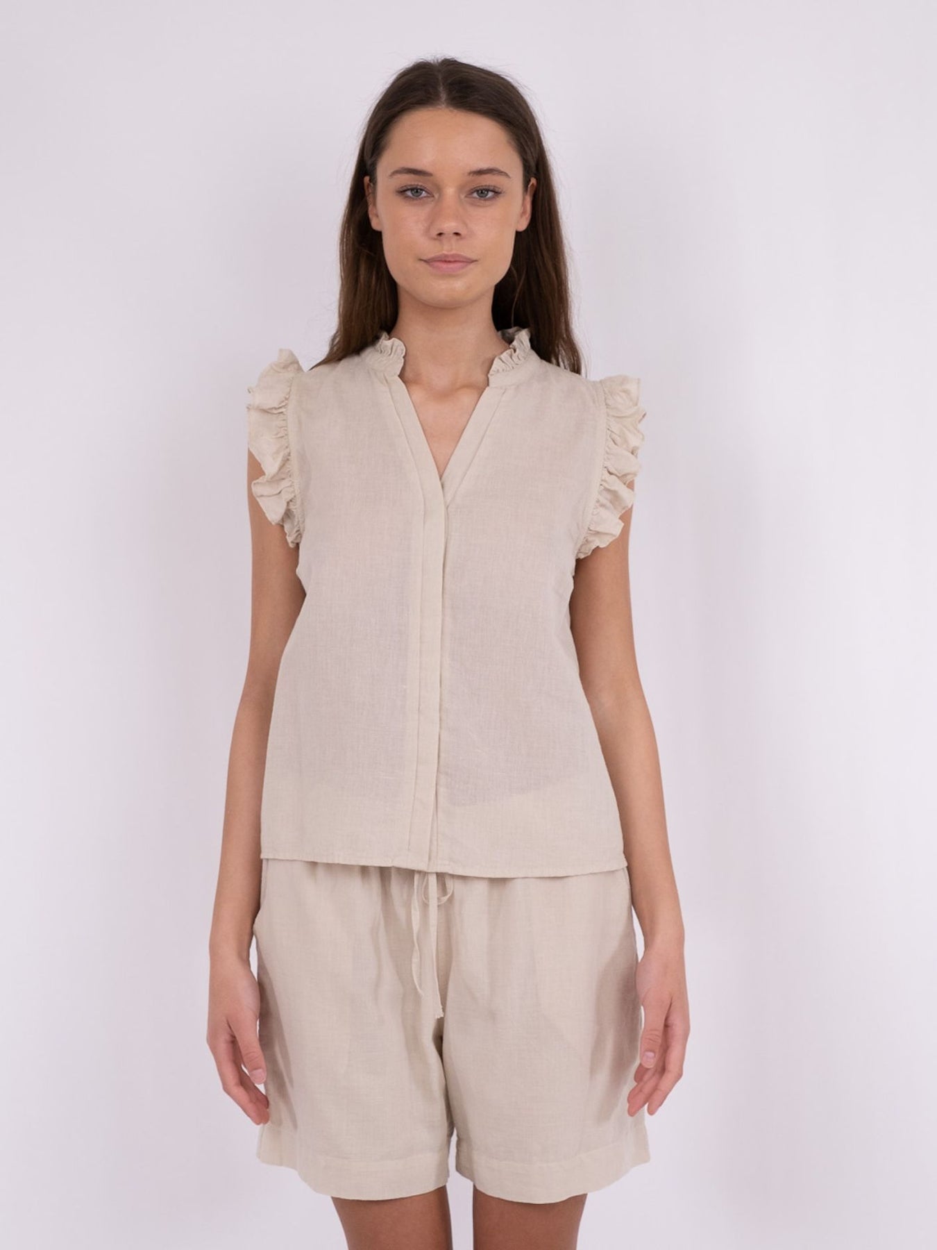 Siona Linen Top - Sand