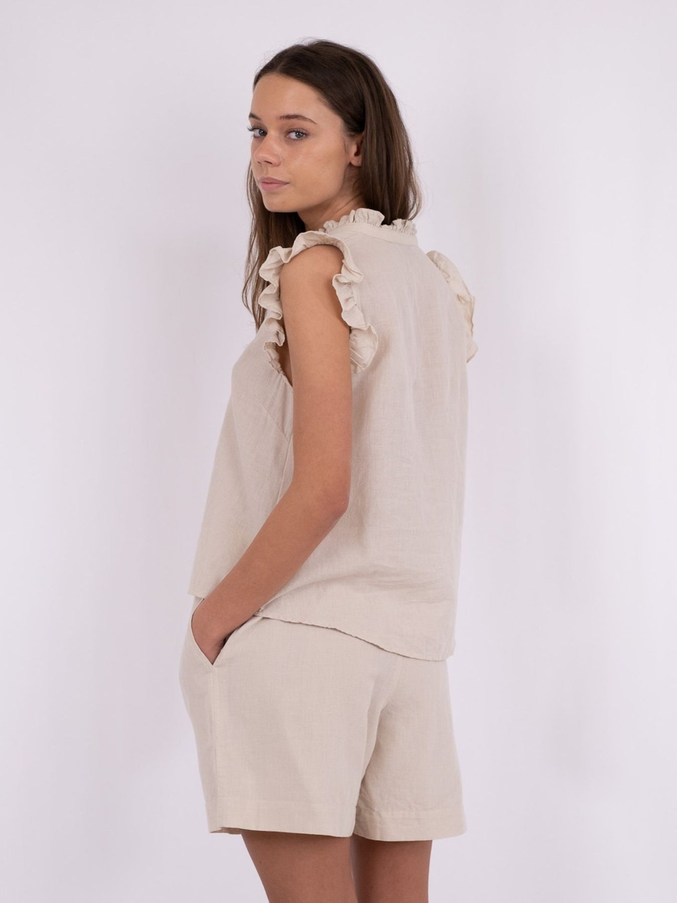 Siona Linen Top - Sand