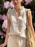 Siona Linen Top - Sand