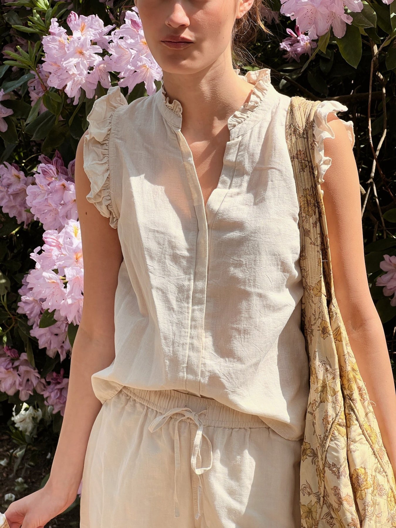 Siona Linen Top - Sand
