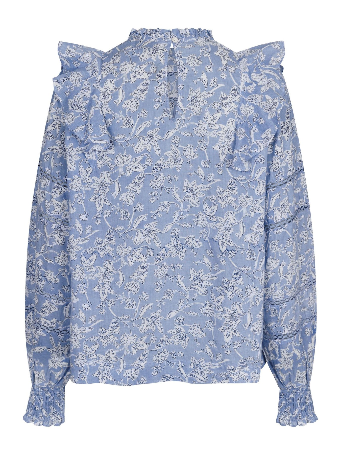 Harmon Stencil Flower Blouse - Dusty Blue