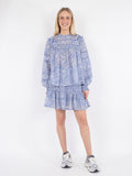 Harmon Stencil Flower Blouse - Dusty Blue