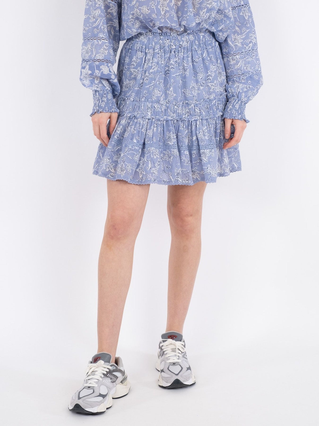 Cosy Stencil Flower Skirt - Dusty Blue