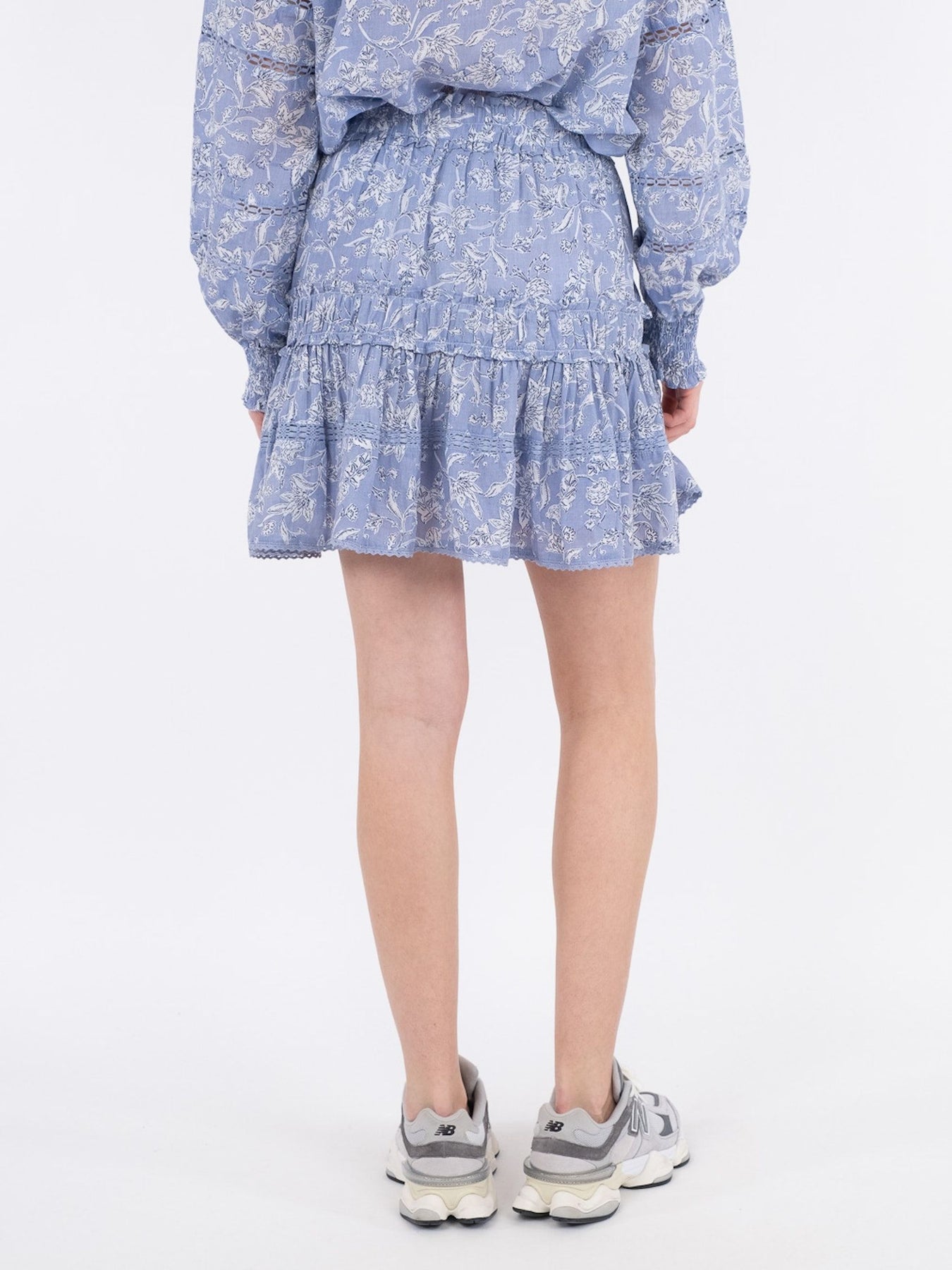 Cosy Stencil Flower Skirt - Dusty Blue