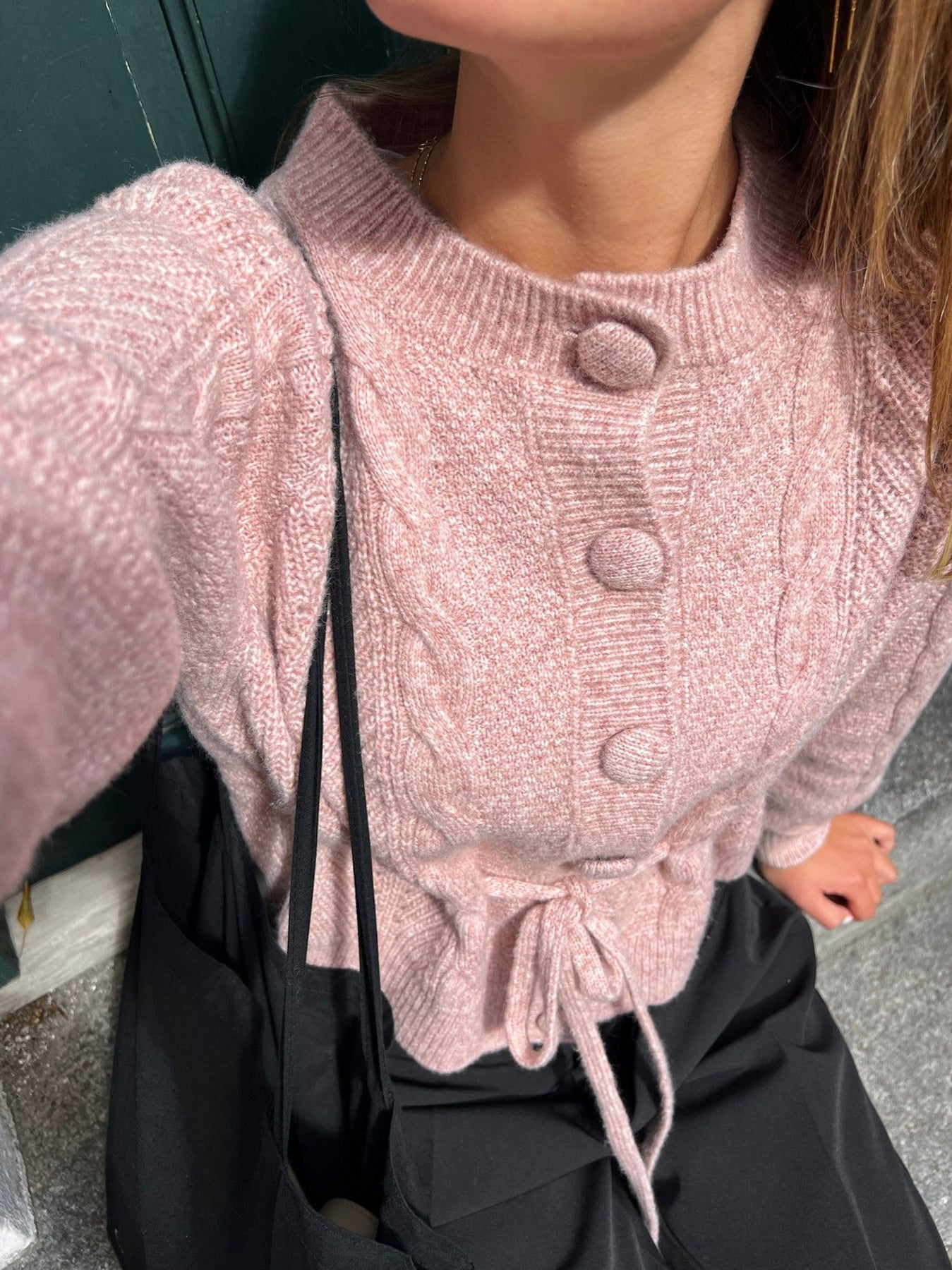 Molina Heavy Knit Cardigan - Rose Melange